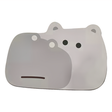 軟款珪藻土地墊, 51款, 天然橡膠 珪藻泥纖維, 60 x 40cm, 河馬, 2個