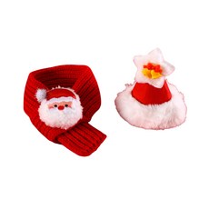 Pet Life 夢幻針織毛線寵物圍巾組 M, 聖誕老人款 + 紅色五角帽, 1組