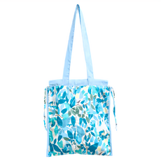 in Blooom 印花樂 拼布束口肩背包, 39 x 34cm, 山羌迷藏 湖水藍