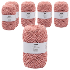 Linea 棉質蕾絲線, 102 粉色, 6捲