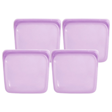 Stasher 方形矽膠密封袋,專利按壓設計, 食品級白金矽膠材質,耐高低溫,可重複使用, 19.05 x 17.78 x 2.54cm, 4個, 1入