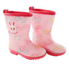 愛北鼻 兒童雨鞋 蝴蝶結粉 190mm, 可愛卡通圖案, 防滑耐磨, 輕巧舒適