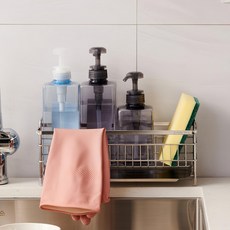 Purecell 高級全不鏽鋼30cm加寬菜瓜布瀝水架, 1個, 銀色