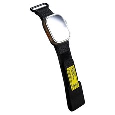 mifa Apple Watch 戰術尼龍混搭真皮皮革運動錶帶 42/44/45/49mm適用 EDC-34, 黑黃色, 1個