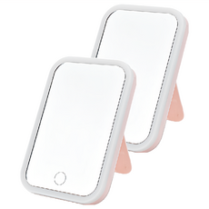 LED化妝鏡 USB充電 亮度調整, 粉色三光, 2個