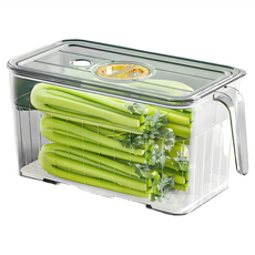 計時型可抽取式手把冰箱保鮮收納盒 透明色, 1個