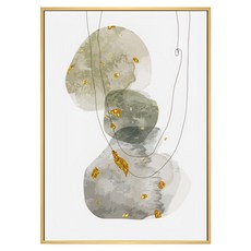 Boluo 菠蘿選畫所 幾何綠拓印畫作 畫框 簡約風格居家裝飾, 42 x 59.4cm, 木色