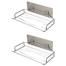 不鏽鋼衛生紙架 Set, 免釘牆壁置物架, C170, 2組