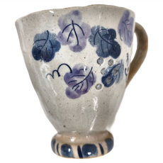 美濃燒 手作青葡萄馬克杯 300mL 陶瓷, 1個, 白色 + 棕色 + 藍色