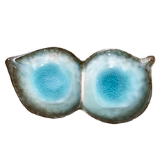 雙格枝豆形皿 日本製 15.5cm長 7.5cm寬 3cm高 100mL容量 陶瓷材質, 單色, 1個