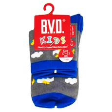 B.V.D. 兒童 飛上雲端1/2襪 6雙入, 17~21cm, 灰色