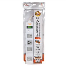 PowerSync 包爾星克 2P + 3P 高耐燃尿素8插 PWS-EAMS1818, 1.8m, 白色, 1個