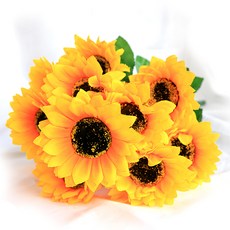 JOART 12朵向日葵仿真花束, 1組, 混色