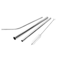 Green Bell 綠貝 316不銹鋼吸管 含直吸管 彎吸管 珍珠吸管 粗吸管刷 加贈絨布袋, 1組, 4入