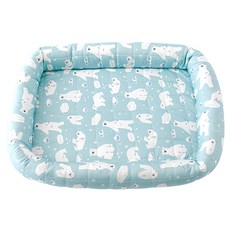 冰絲涼感寵物窩 方型, 綠色 + 白色, 1個