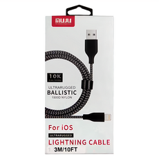 muJu IOS編織充電圓線 Ballistic 1500D尼龍, 3m, 黑色, 1條