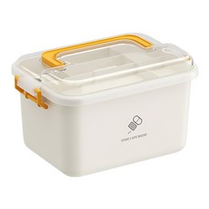 雙層大容量醫藥箱 藥品收納盒 醫護箱 29 x 21 x 18cm 大號黃色, 1個