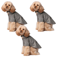 PEHOM 可調節式排釦防潑水雨衣 XL 3件 灰色, 時尚寵物雨衣，雨天出行必備