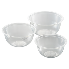 YOSHIKAWA 吉川 耐熱透明範圍碗3件組 SJ1229, 17 x 19 x 21cm, 適用於微波爐加熱, 1組