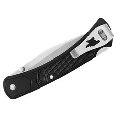 Buck巴克110 Slim瘦長型折刀，420HC不銹鋼刀刃，附背夾，美國製造，露營刀具首選, 1入, Black (handle)