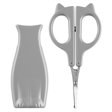 KAI 貝印 貓咪時髦鼻毛剪 附蓋 HC-2202 8.8 x 4.3 x 0.8cm 11g, 灰色, 1個