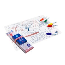 Super Petit 矽膠彩繪餐墊 Set 可彎曲折疊方便攜帶 清潔後可重複上色, 非洲草原, 1組