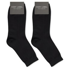 COZY LABEL 男士簡約日常素色正裝襪 2雙入 黑色