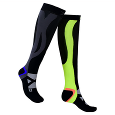 LEADER X 加強漸進式運動長筒壓縮襪 台灣製 75%尼龍 + 25%彈性纖維, S, 黑色 + 綠色, 1雙