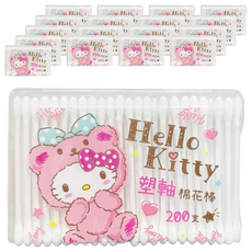 Hello Kitty 凱蒂貓 塑軸棉花棒 200支, 18包