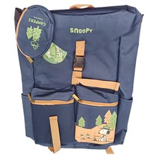 PEANUTS 史努比 野營趣多口袋機能後背包 網 SP-SFL1232B, 夜藍色