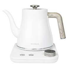 NICONICO 電子溫控手沖壺 細口 雪幕白 NI-L2003W-S 0.8L 1個 分離式壺蓋 分離式底座, 分離式壺蓋, 分離式底座