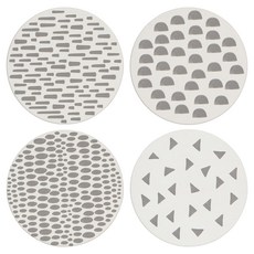 NOW 石陶吸水杯墊, 圖騰灰, 1組