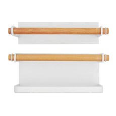 磁吸門後雨傘架, 鐵製橡膠磁片材質, 18 x 6.5 x 5cm + 18 x 6.5 x 8cm, 白色, 1個