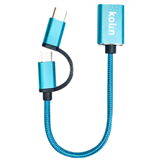 Kolin 歌林 Type-C Micro轉USB轉接線 KEX-DLCP109, 18.5cm, 顏色隨機, 1條