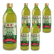 BIOES 囍瑞 特級100%純葡萄籽油, 低酸價0.1, 天然抗氧化花青素, 煎煮炒炸皆適宜, 西班牙原瓶原裝進口, 1L, 6瓶