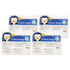 PUKU 藍色企鵝 大雪人安全棉花棒 60支, 純棉材質, 雙頭設計, 4盒