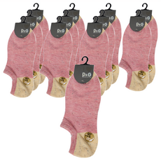 D&G BEAUTY 女款繽紛彩點直角低口襪-D381 粉桔, 22-25cm