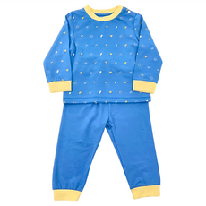 in Blooom 印花樂 兒童款 長袖內搭套裝 呼呼熱甜湯, 2件套裝, 2號, 小豆紋藍色
