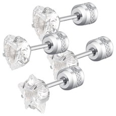 Brilliant Beauty 耀眼美人 閃耀大心星雙鋯石鑽醫療鋼/不銹鋼耳環 2組