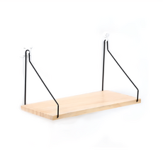 E.dot 北歐風木質隔板置物架, 原木色, 木板金屬材質, 尺寸30x15x1cm, 1個