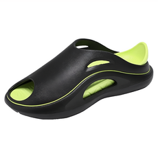 魚嘴流線型厚底高彈防滑拖鞋, EVA材質, 尺碼36-45, 44~45(28 cm), 黑綠