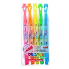Uni 三菱 視窗雙頭螢光筆組 - PUS-102T, 5支