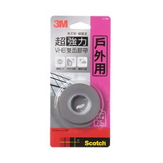 3M Scotch 超強力VHB雙面膠帶 戶外專用, 超強黏性 材質強韌可承重 耐UV 戶外日照 晴雨天候, V1208, 1組