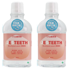 JESTEETH 全璟 齒潔適 清新口氣透明含氟漱口水 蜜桃口味, 500ml, 2瓶