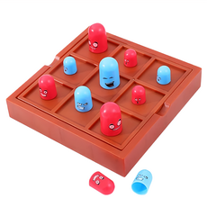 套娃井字棋 藍色棋子x9 紅色棋子x9 表情貼紙x4 棋盤 14.4 x 14.4cm, 2盒