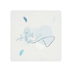 收納王妃 插畫小花軟式硅藻土杯墊 2個, 插畫小藍花 白色, 1組