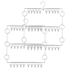 不鏽鋼曬襪架 30夾 2個 5圈螺旋 防水防鏽 強力夾 曬襪晾曬收納一體, 銀色