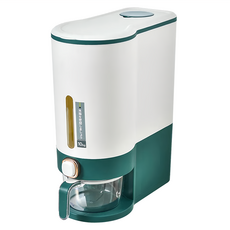 按壓計量儲米桶, 15 x 34 x 41.5cm, 湖藍色, 1個