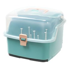 LILIKOKO 哩哩摳摳 大容量兒童奶瓶箱, 多功能儲物箱，可裝奶瓶/水果/奶嘴, 帶貼心晾乾架，36x31x29cm, 單件, 綠色