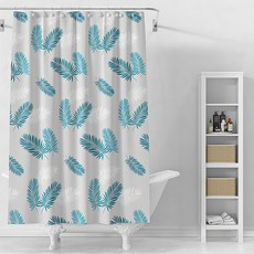 WE CHAMP 加長防水防霉浴廉, 藍綠葉, 180 x 200cm, 落羽松葉, 1個